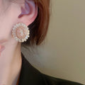 Fashion OL Floral Geometric Artificial Crystal Stud Earrings With Silver Pins And Rhinestone Accents view 3