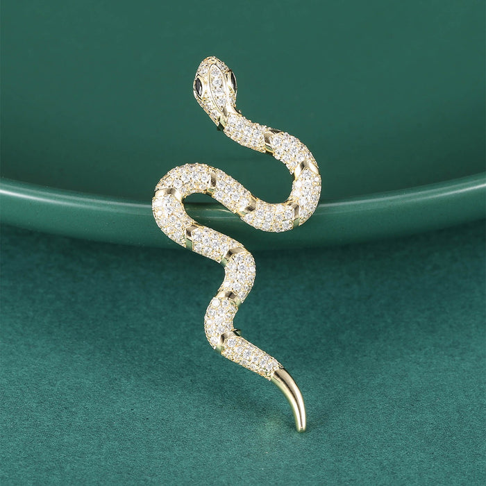Copper Zircon Snake Brooch Pin For Suits And Unisex Accessories
