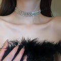 Full Rhinestone Alloy Ring Choker Necklace Minimalist Geometric Collarbone Chain view 1
