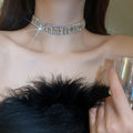Full Rhinestone Alloy Ring Choker Necklace Minimalist Geometric Collarbone Chain view 3