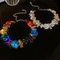 Fashion OL Geometric Ring Artificial Crystal Statement Collarbone Necklace view 2
