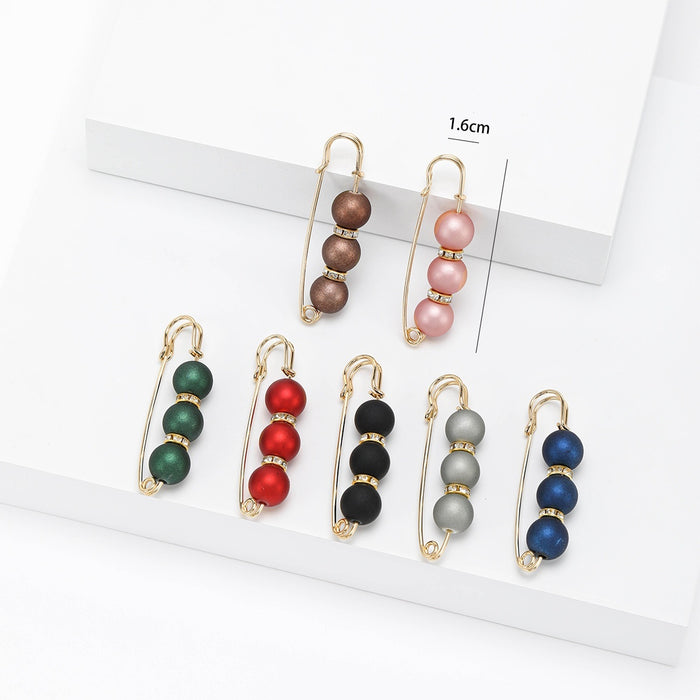 Alloy Color Pearl Safety Brooch Pin Set For Clothing Closure