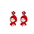 Cute Cartoon Little Red Riding Hood And Wolf Flower Stud Drop Acrylic Fashion Earrings view 5