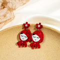 Cute Cartoon Little Red Riding Hood And Wolf Flower Stud Drop Acrylic Fashion Earrings view 4