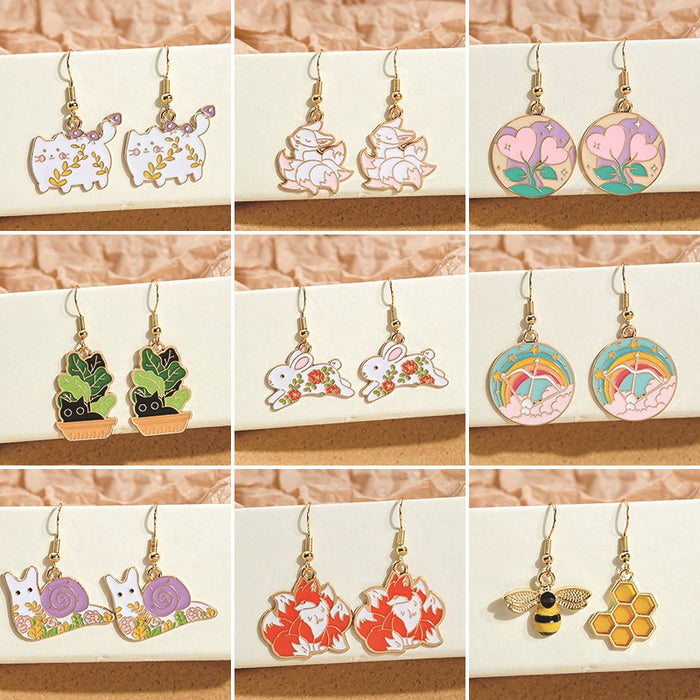 Cute Cartoon Fresh Girl Ear Hook Earrings, Summer Sweet Drop Earrings For