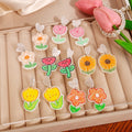 Cute Acrylic Cartoon Flower Stud Drops Fresh Daisy Rose Tulip Sunflower Girls Fashion Earrings view 1