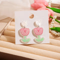 Cute Acrylic Cartoon Flower Stud Drops Fresh Daisy Rose Tulip Sunflower Girls Fashion Earrings view 3