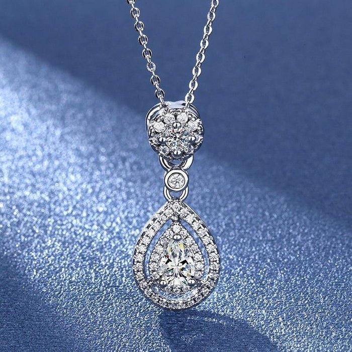 Korean Fashion Water Drop Pendant Sweater Necklace For Women, Minimalist Collarbone Chain Jewelry