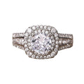 Copper White Gold Plated Zircon Double Layer Ring For Women, European American Sparkling Jewelry view 5