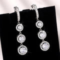 Long Tassel Round Zircon Dangle Earrings For Women, Versatile Statement Jewelry view 1