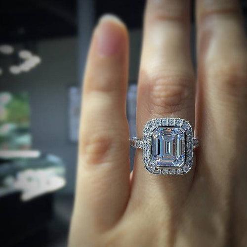 Luxury Rectangular Rock Candy Style Women Ring, Princess Banquet Jewelry For Evening Dress
