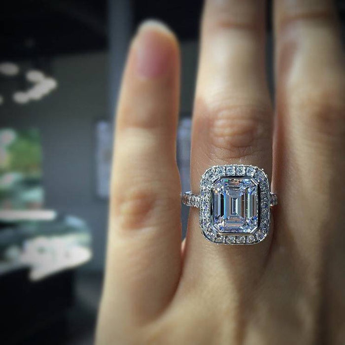 Luxury Rectangular Rock Candy Style Women Ring, Princess Banquet Jewelry For Evening Dress