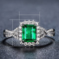 Emerald Green Square Zircon Ring With Luxury White Gold Plated Finish For Women view 5