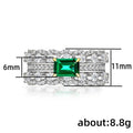 Emerald Green Zircon Women's Ring Double Row Pave Vintage Palace Style Light Luxury Fashion Ring view 5