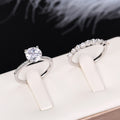 Luxury European Fashion Couple Rings, Simple Love Theme Simulated Wedding Matching Ring Set view 3