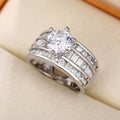 Unisex European American Cool Style Three Row Full Zircon Ring, Fashion Jewelry view 2