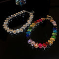 Colorful Faux Crystal Teardrop Copper Necklace Fashion OL Statement Clavicle Chain view 4