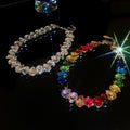 Colorful Faux Crystal Teardrop Copper Necklace Fashion OL Statement Clavicle Chain view 2