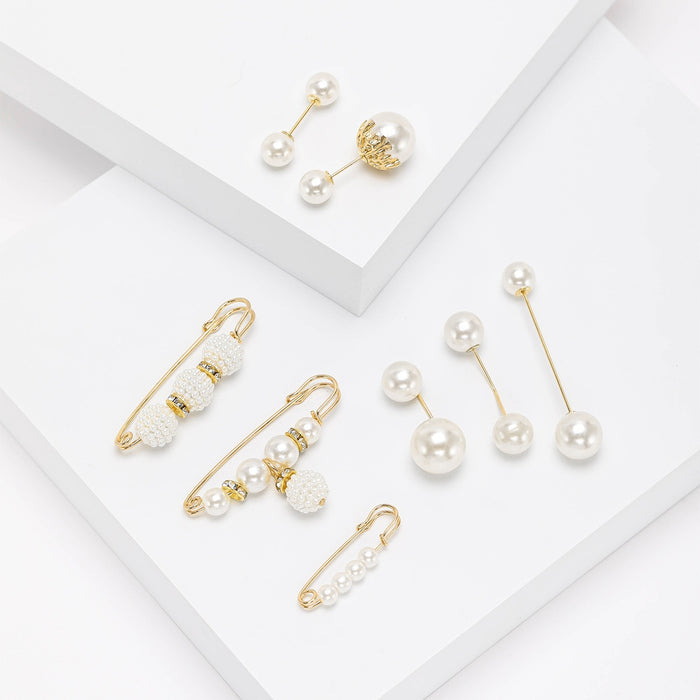 Pearl Metal Brooch Pin Buckle For Sweaters Shirts And Cardigans