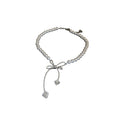 Faux Pearl Rhinestone Bow Geometric Collarbone Necklace, Fashion OL Light Luxury Design view 5