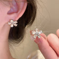 Light Luxury Alloy Rhinestone Flower Necklace And Stud Earrings Jewelry Set view 3