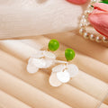 Elegant Summer Forest Green Acrylic Geometric Round Disc Petal Tassel Drop Stud Earrings view 3