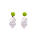 Elegant Summer Forest Green Acrylic Geometric Round Disc Petal Tassel Drop Stud Earrings view 5
