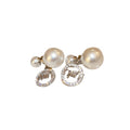 Two Way Faux Pearl Zircon English Letter Stud Earrings For Women Fashion Office Style view 5