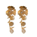 Copper Floral Rhinestone Long Tassel Drop Earrings With Silver Pin, European Statement Jewelry view 5