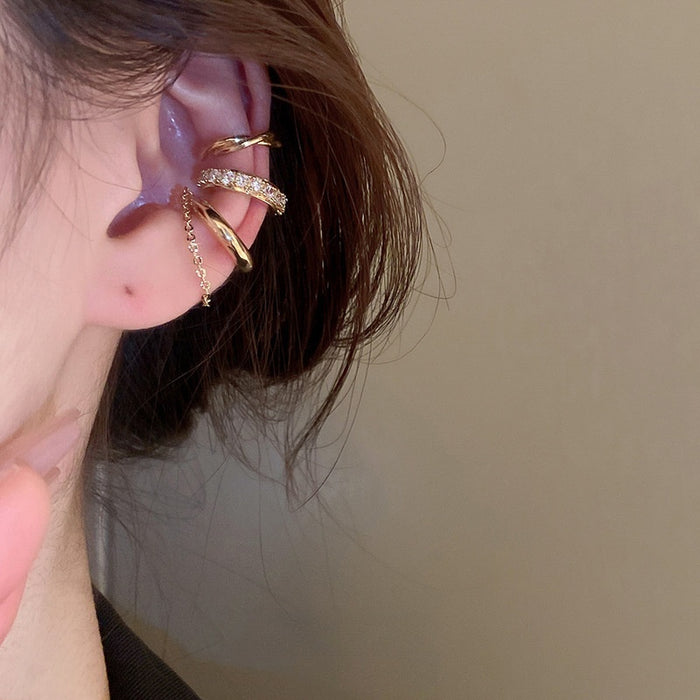 Rhinestone Zircon Three Piece Clip On Earrings For Women