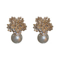 Alloy Rhinestone Flower Pearl Stud Earrings For Women Fashion OL Light Luxury Jewelry view 5