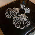 Alloy Rhinestone Fan Shaped Skirt Stud Earrings Fashion OL Geometric Statement Jewelry view 3