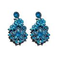 Blue Rhinestone Flower Alloy Drop Earrings, Vintage Statement Fashion OL Style view 5