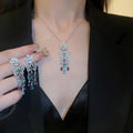 Copper Rose Flower Butterfly Tassel Drop Earrings With Silver Needle Zircon Fashion OL Style view 1