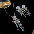 Copper Rose Flower Butterfly Tassel Drop Earrings With Silver Needle Zircon Fashion OL Style view 2