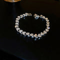 Light Luxury Metal Heart Rhinestone Bangle For Women Fashion OL Sparkling Crystal Bracelet view 2
