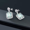 Princess Square Color Gemstone Drop Earrings, Autumn Winter Light Luxury Women's Jewelry view 2
