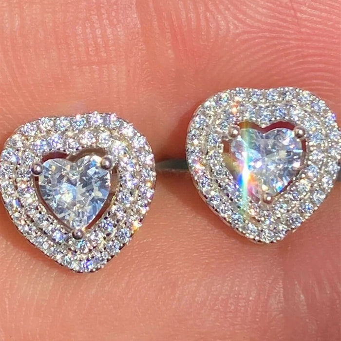Korean Style Mini Heart Stud Earrings For Women, Delicate Love Shape Fashion Jewelry For Autumn Winter
