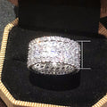 Full Zircon Sparkling Flower Leaf Ring, Luxury Fashion Statement Finger Jewelry For Women view 5