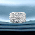 Full Zircon Sparkling Flower Leaf Ring, Luxury Fashion Statement Finger Jewelry For Women view 3