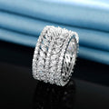 Full Zircon Sparkling Flower Leaf Ring, Luxury Fashion Statement Finger Jewelry For Women view 4