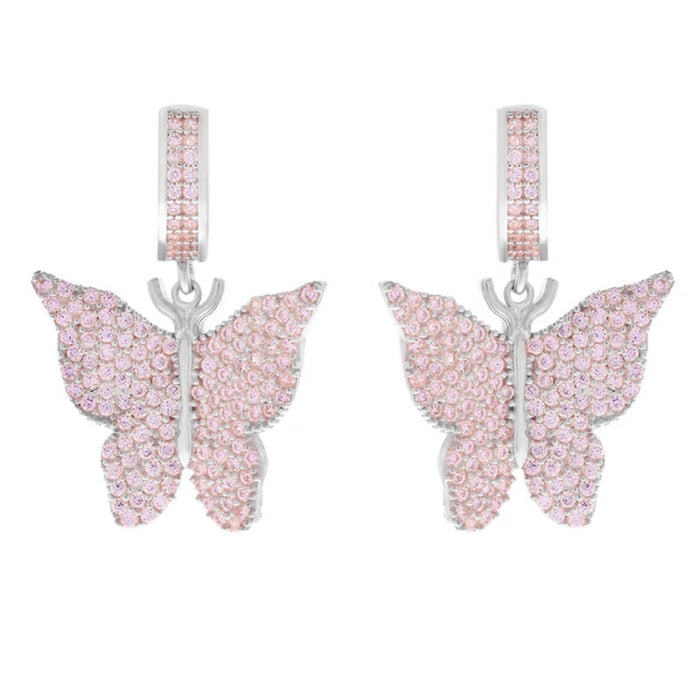 Copper Micro Paved Zircon Butterfly Bow Stud Earrings For Women, Light Luxury Fashion Jewelry