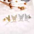 Copper Micro Paved Zircon Butterfly Bow Stud Earrings For Women, Light Luxury Fashion Jewelry view 3