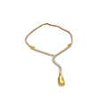 Smoky Yellow Faux Crystal Teardrop Copper Jewelry Set With Rhinestone Necklace And Earrings view 5