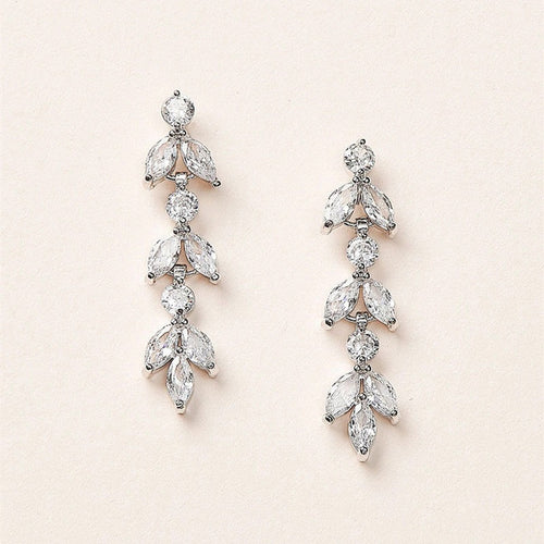 Zircon Leaf Tassel Stud Earrings Fashion Personality Temperament Versatile Ear Jewelry