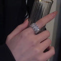 Fashion OL Style Metal Zircon Flower Open Ring Elegant Floral Index Finger Accessory view 2