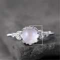 Valentine Gift Faux Moonstone Zircon Eight Prong Ring, Simple Best Friend Jewelry view 4