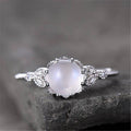 Valentine Gift Faux Moonstone Zircon Eight Prong Ring, Simple Best Friend Jewelry view 2