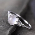 Valentine Gift Faux Moonstone Zircon Eight Prong Ring, Simple Best Friend Jewelry view 3