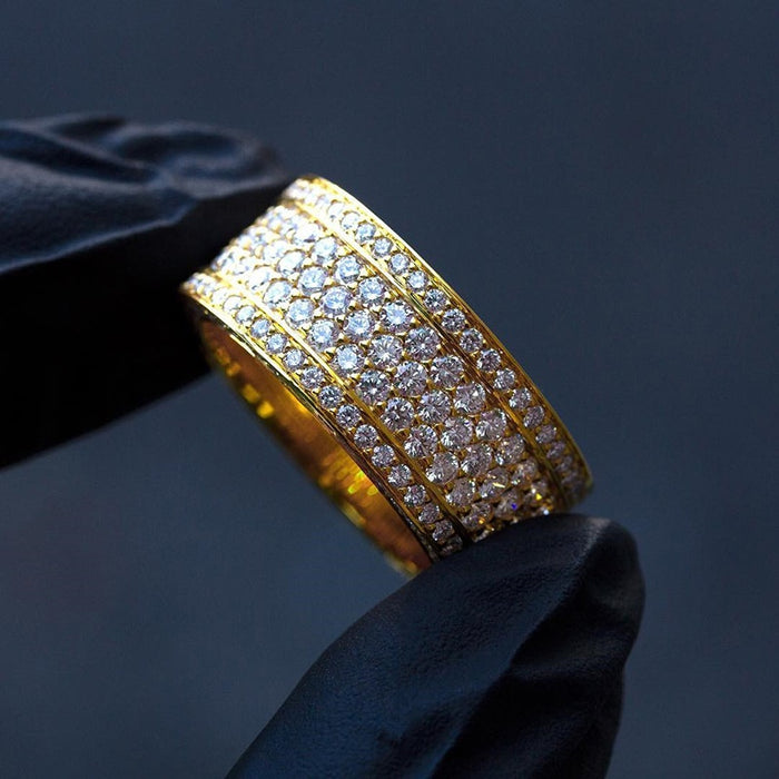 Unisex Multi Row Full Pave Zircon Ring, European American Hip Hop Fashion Jewelry